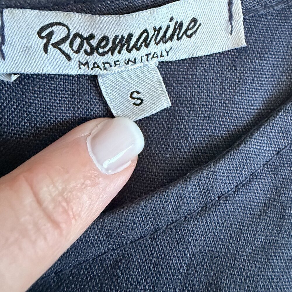 ROSEMARINE 100% Italian Linen 3/4 Sleeve Crochet Dress Blue Gray Small - Picture 12 of 13
